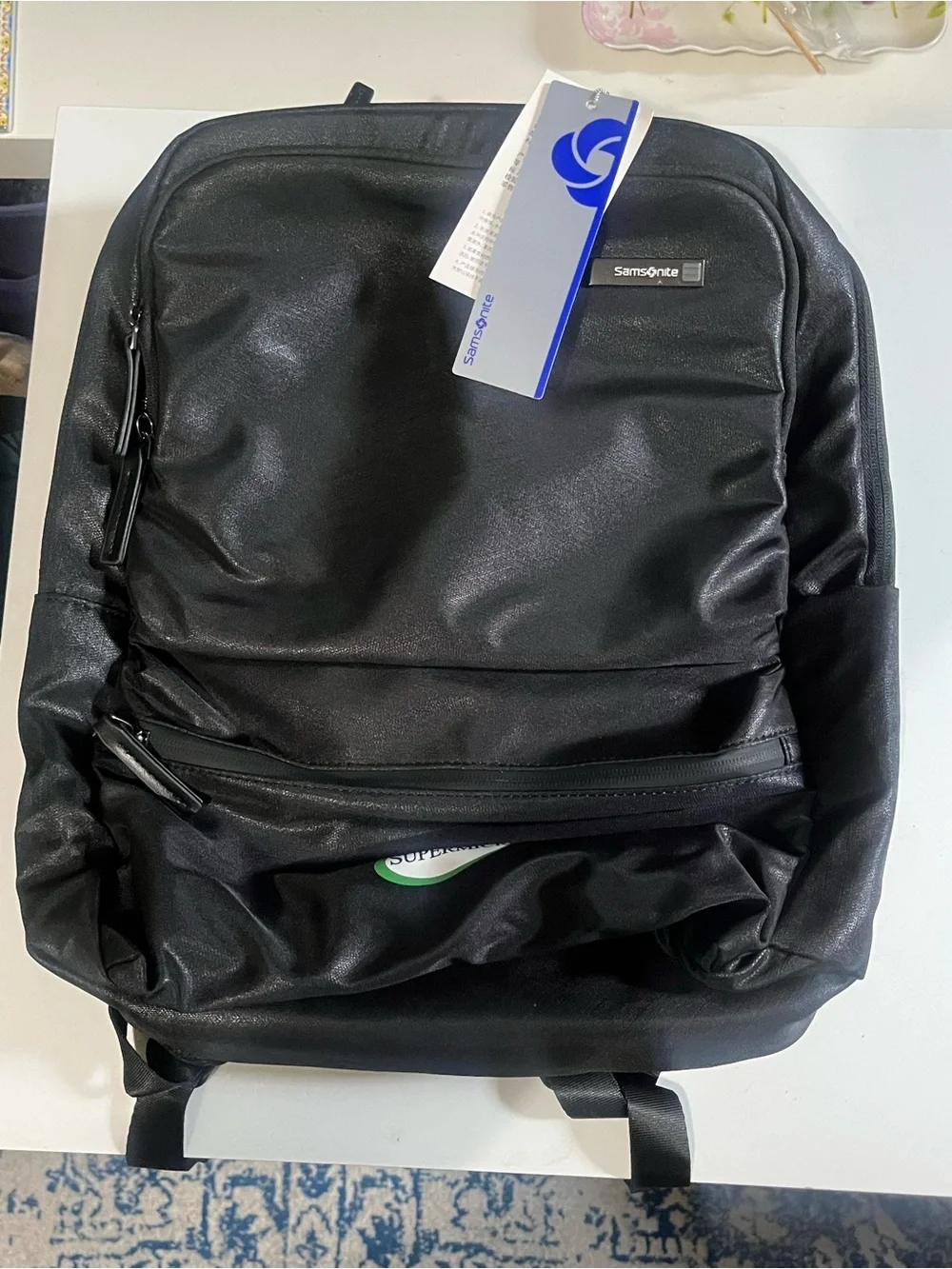 NWT Samsonite Black Men's Backpack with Front Zip Pocket